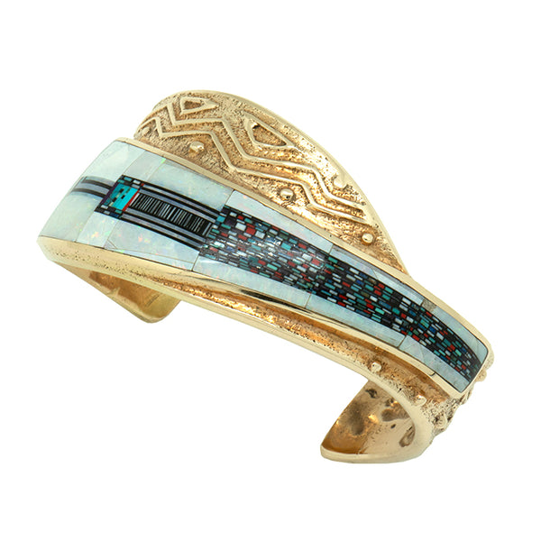 14k Gold Micro Mosaic Inlay Bracelet