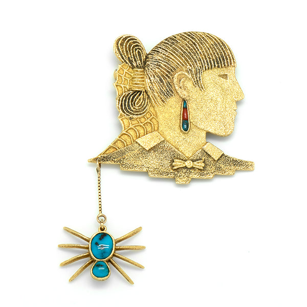 18k Gold Spider Woman Pendant