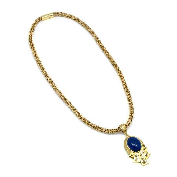 18k Gold Lapis/Diamond Necklace