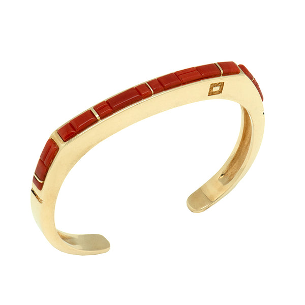 Gold Coral Inlaid Bracelet