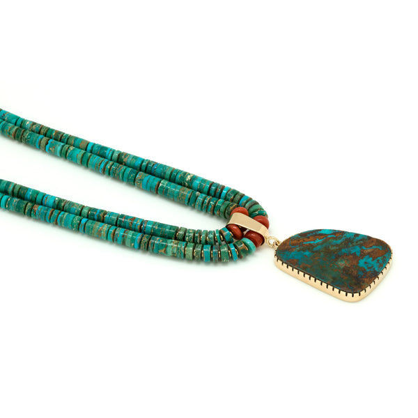 14k Gold Fox Turquoise Necklace