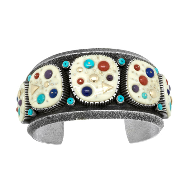 Silver Tufa Cast Inlaid Bracelet