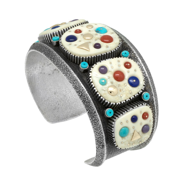 Silver Tufa Cast Inlaid Bracelet