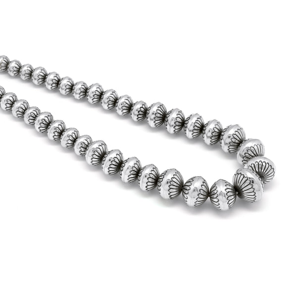 Sterling Silver Stamped Bead Necklace