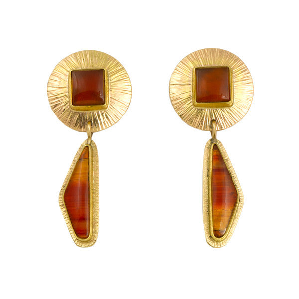 14k Gold Carnelian Earrings