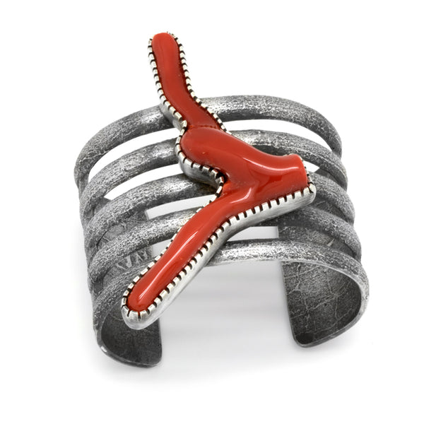 Silver Tufa Cast Coral Bracelet