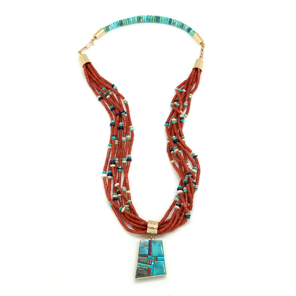 Reversible Coral and Turquoise Necklace