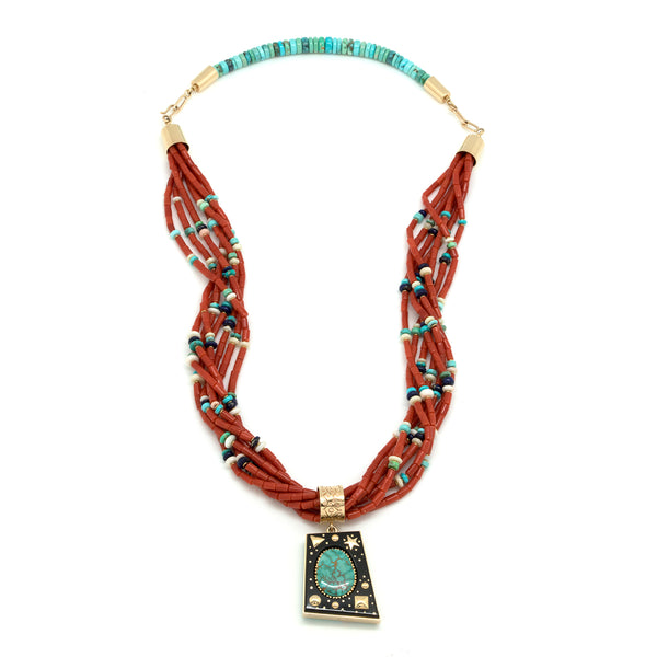 Reversible Coral and Turquoise Necklace