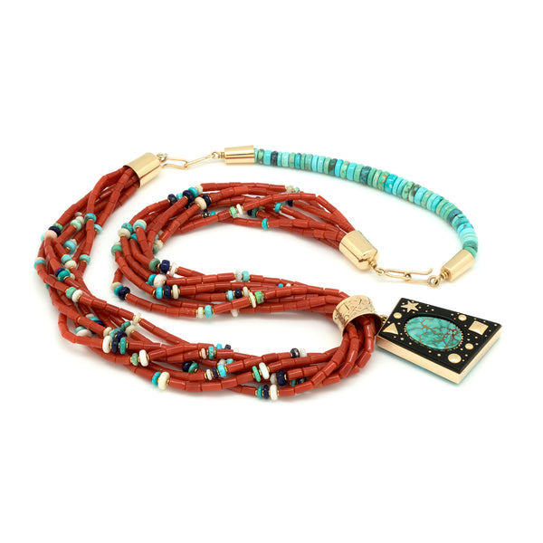 Reversible Coral and Turquoise Necklace