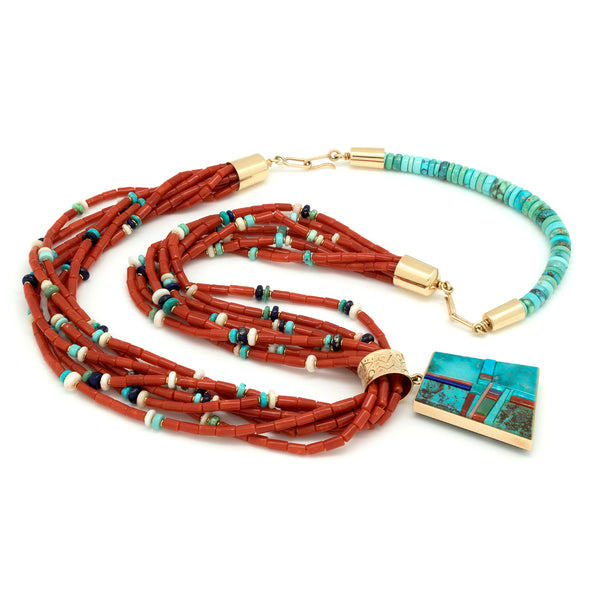 Reversible Coral and Turquoise Necklace