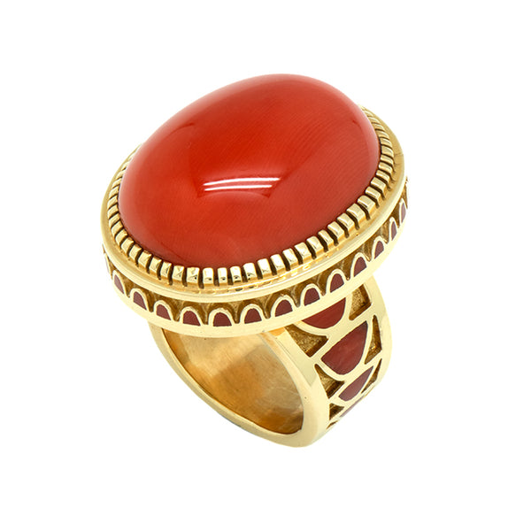 18k Gold Coral Ring