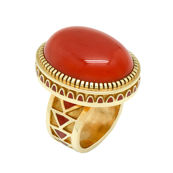 18k Gold Coral Ring
