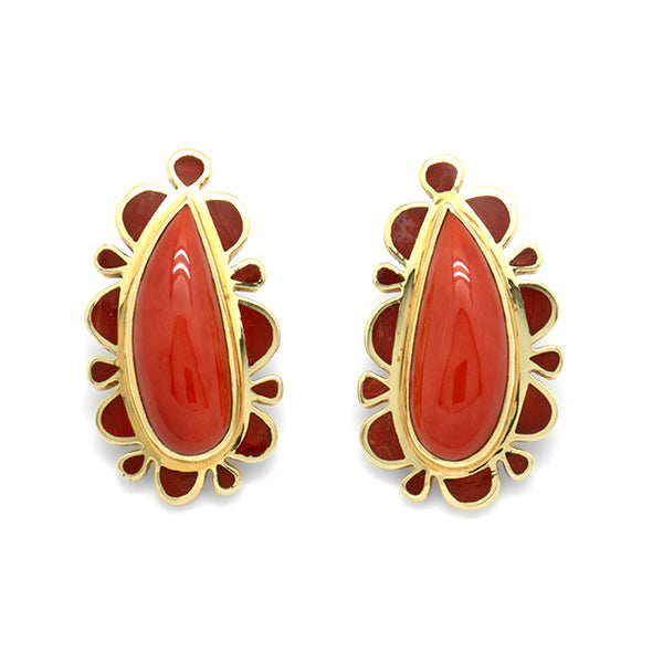 18k Gold Coral Earrings