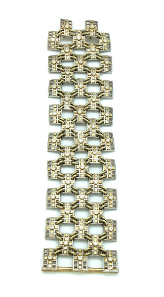 Sterling Silver and 14K Gold Diamond Bracelet