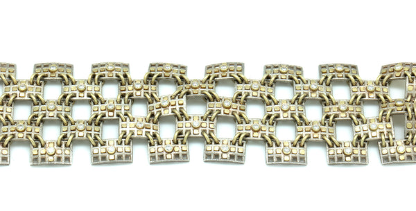 Sterling Silver and 14K Gold Diamond Bracelet