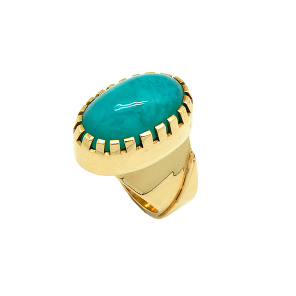18k Gold Gem Silica Ring