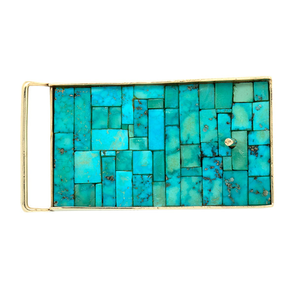Gold Lander Blue Inner Inlay Buckle