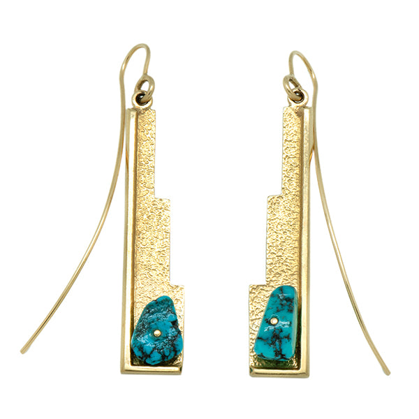18k Gold Turquoise Earrings