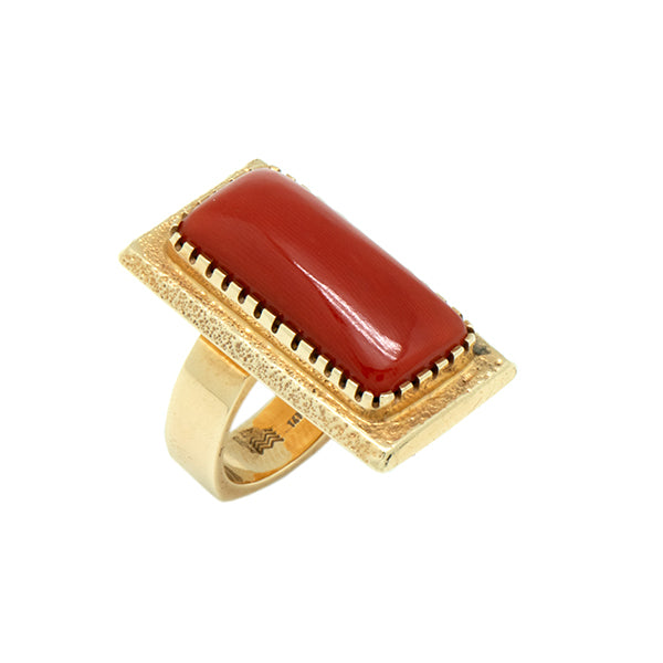 14k Gold Coral Ring