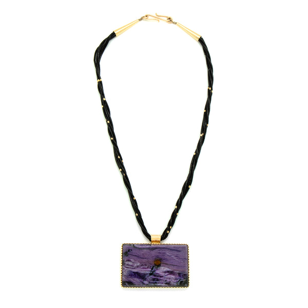14k Gold Charoite Necklace