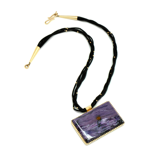 14k Gold Charoite Necklace