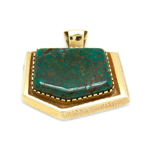 14k Gold Fox Turquoise Pendant