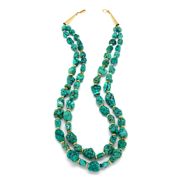 Gold Lone Mountain Turquoise Necklace