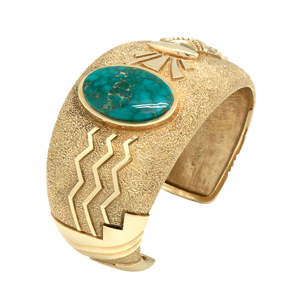 14k Gold Fox Turquoise Bracelet