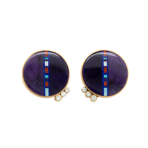 Gold Inlaid Diamond Earrings