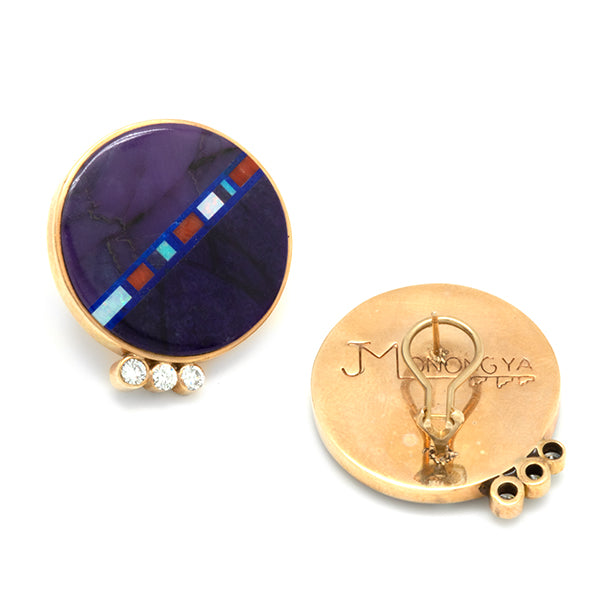 Gold Inlaid Diamond Earrings
