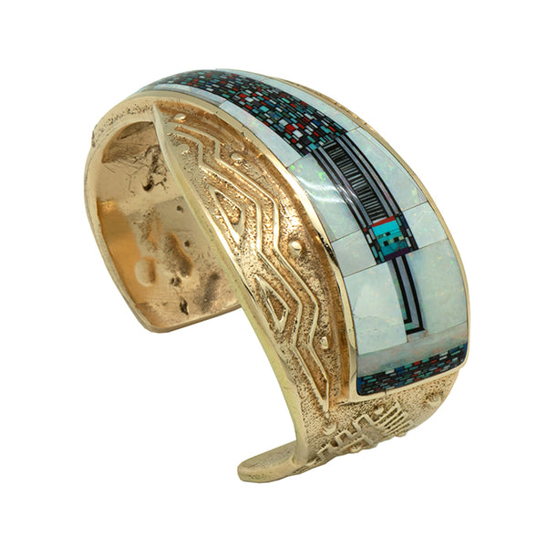 14k Gold Micro Mosaic Inlay Bracelet