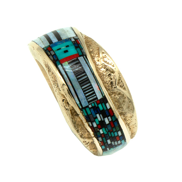 14k Gold Micro Mosaic Inlay Ring