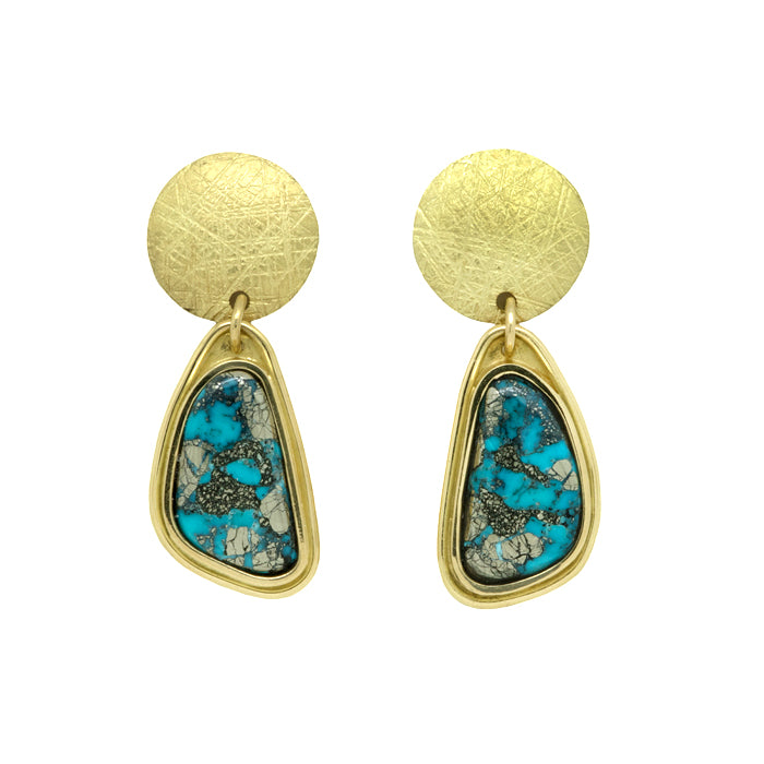 18k Gold Morenci Turquoise Earrings – Waddell Gallery