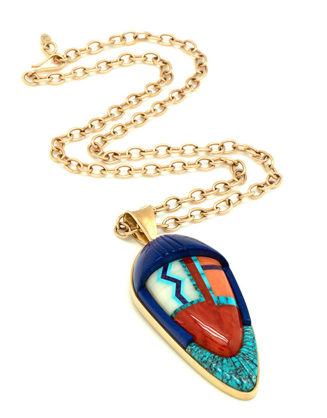 18k Gold Inlaid Maiden Pendant