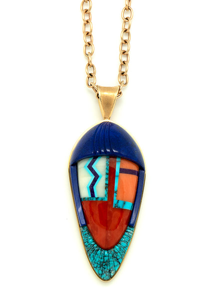 18k Gold Inlaid Maiden Pendant