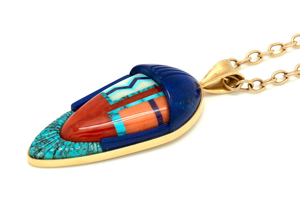 18k Gold Inlaid Maiden Pendant