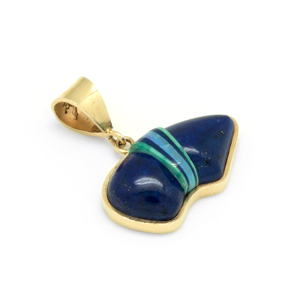 14k Gold Inlaid Bear Pendant