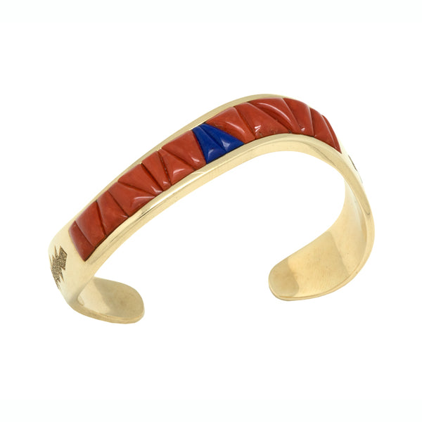 14k Gold Inlaid Coral Bracelet