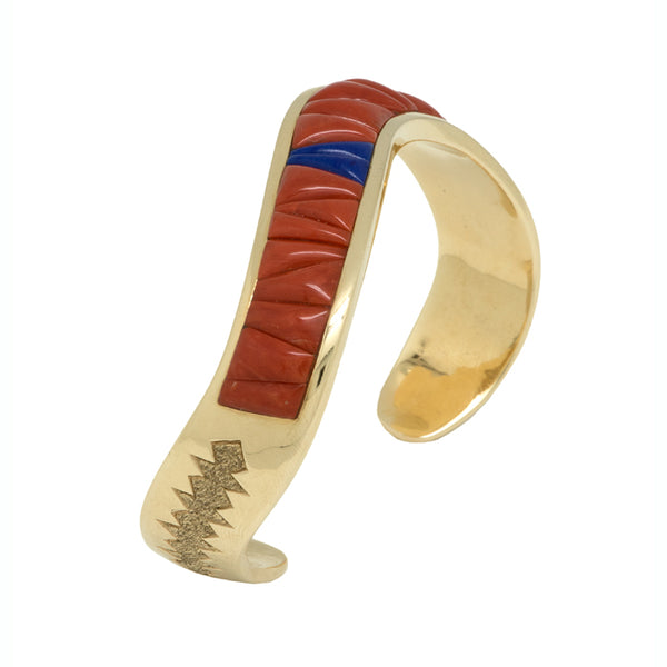 14k Gold Inlaid Coral Bracelet