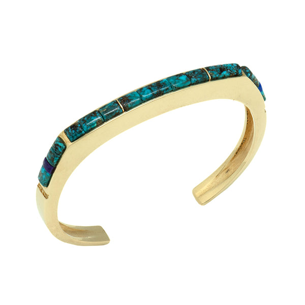 Gold Lone Mountain Turquoise Bracelet