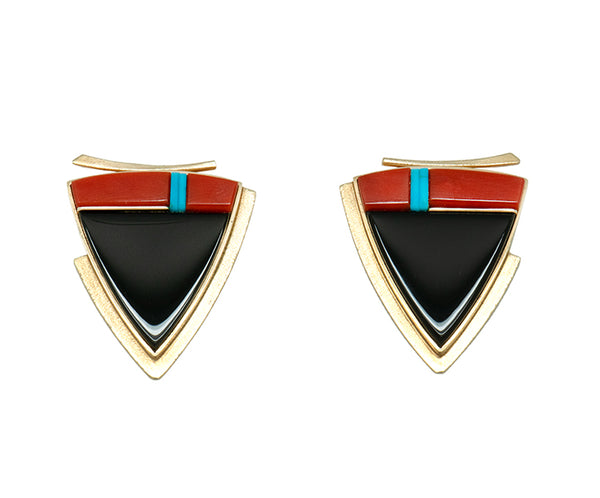 14k Gold Inlaid Earrings