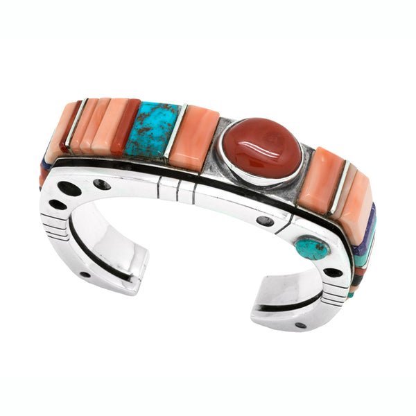 Sterling Silver Coral Inlay Bracelet