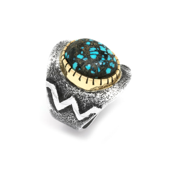 Silver/Gold Lander Blue Ring