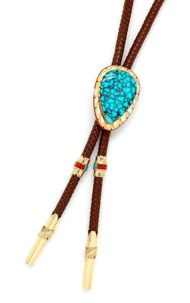 14k Gold #8 Turquoise Bolo
