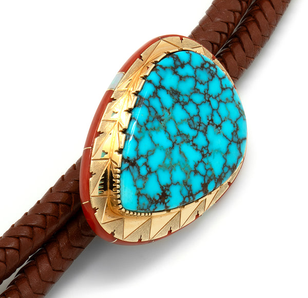 14k Gold #8 Turquoise Bolo