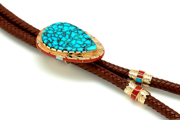 14k Gold #8 Turquoise Bolo
