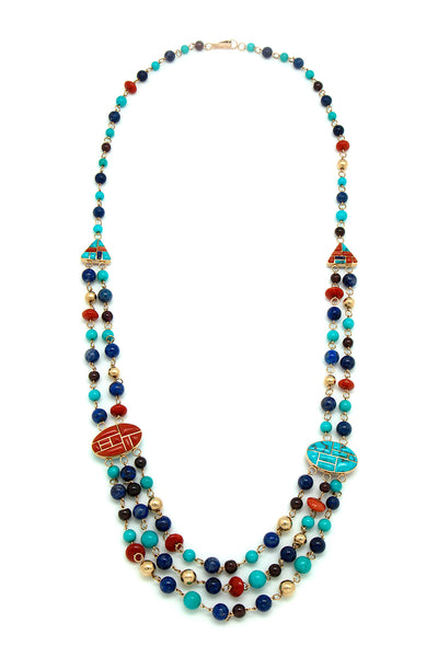 Reversible Multi Stone Gold Necklace