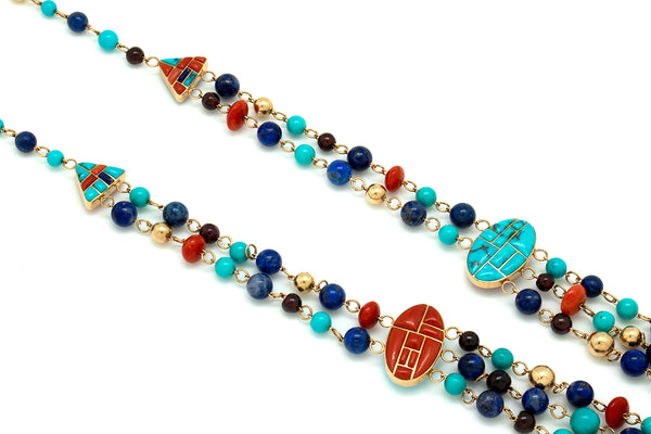 Reversible Multi Stone Gold Necklace