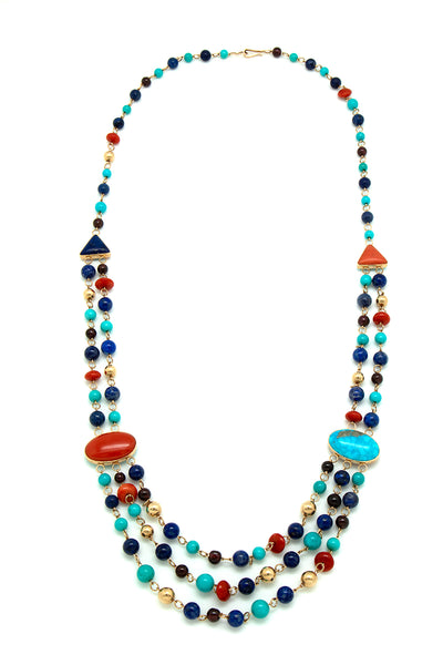 Reversible Multi Stone Gold Necklace