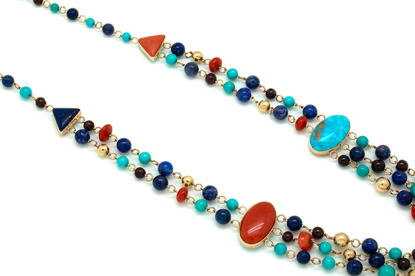 Reversible Multi Stone Gold Necklace